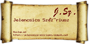 Jelencsics Szíriusz névjegykártya